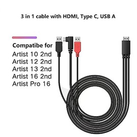 3 in 1 Cable Compatible with Artist12, Artist 10 second, Artist 12 second, Artist 13 second, Artist 16 second, Artist Pro 14 (Gen 2), Artist Pro 16 (Gen 2), Artist Pro 16, Innovator16