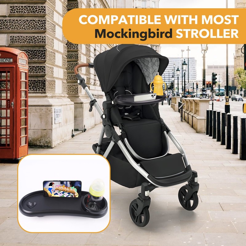Snack Tray Compatible with Mockingbird,Nuna,Evenflo Stroller,Adjustable Stroller Snack Tray with