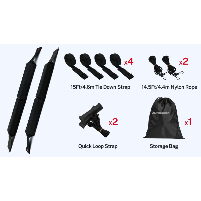 AUTOXBERT Universal Foldable Car Roof Rack Soft Pads With Straps