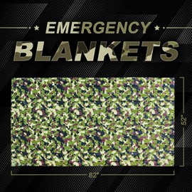SET007 12 Pack Mylar Emergency Blankets for Survival, Space Blanket Designed for NASA, Foil Thermal Blankets for Outdoor Camping, Hiking, Marathon, First Aid Car Kit, Extreme Weather, Camouflage