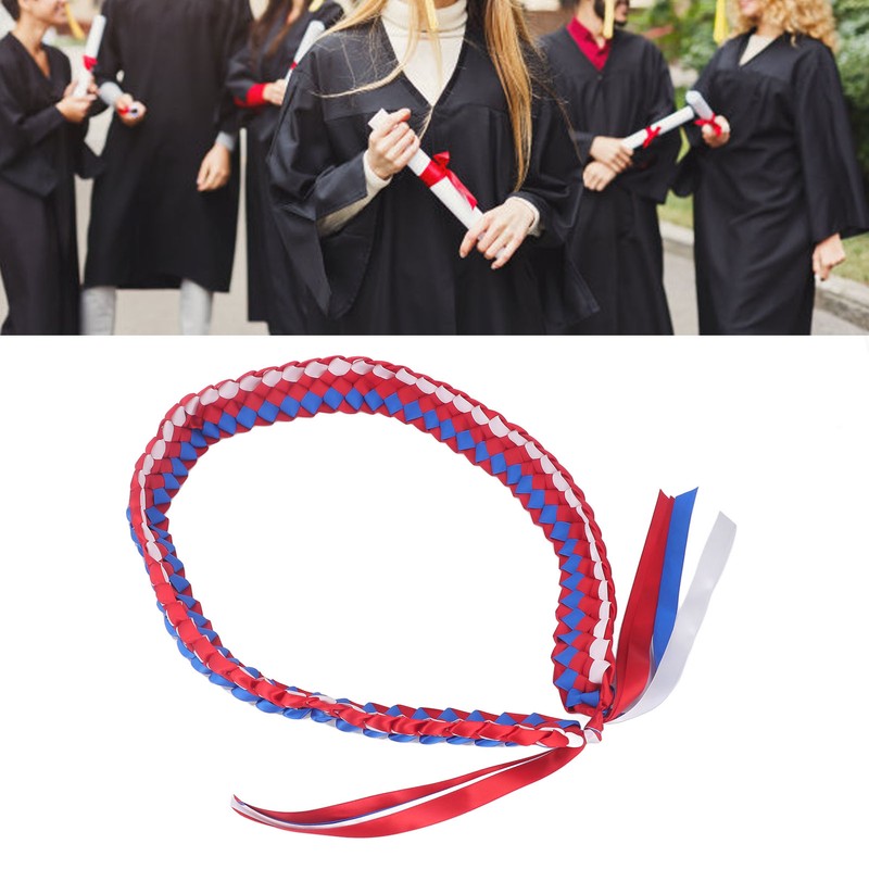 120CM Graduation Ribbon Lei Adjustable Handmade 4 Strands Braided Necklace