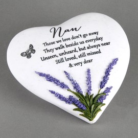 Thoughts Of You Heart Outdoor Memorial Plaque with Lavender design, Nan