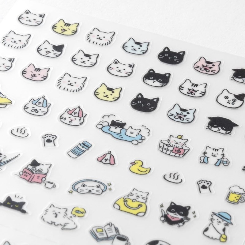 Midori 82685006 82686006 Notebook Sticker Emoji Cat Pattern + Bear