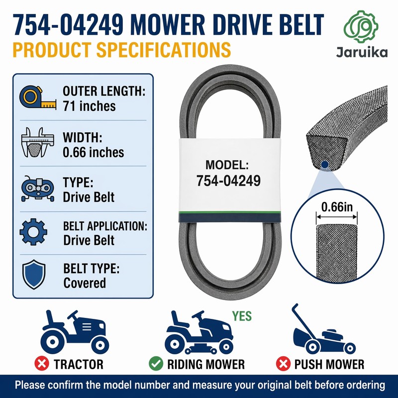 Jaruika 954-04249 Mower Belt 1/2 x 71 Inch for 42-Inch