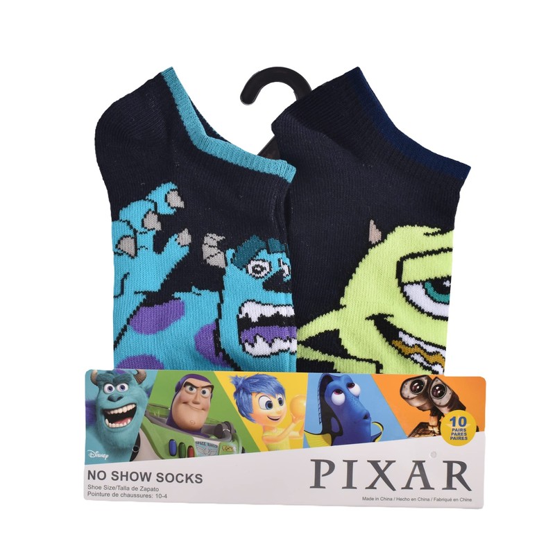 Monster's Inc. Paquete de 10 calcetines para niños, marino, 4-6