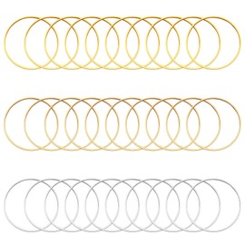 60pcs Earrings Beading Hoop for Jewelry Making,Round Earrings Findings Beading Hoop Earrings Earring Circle Connectors for DIY Craft Jewelry Making,Earring Necklace(40mm,3 Colors)
