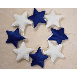 YellowNest House Bed Canopy (Pack of 2) - 100% Cotton - Bed Canopy House Bed Made of Muslin - Canopy Bed Curtains for Bed 80 x 160 and 140 x 200 cm (Navy Blue Bunting Star, 130 x 320 (Set of 2))