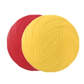 ZQSFPK Frisbee Dog Toy, Dog Frisbee, 2 Pack Large Natural Rubber Frisbee Dog Toy,7 Inch Dog Frisbee Indestructible for Outdoor Fun,Used for Dog Training and Entertainment (Red, Yellow)