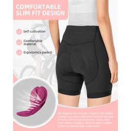 ROCKBROS Bike Shorts for Women Padded Bike Shorts Women's Cycling Shorts 4D Breathable Pad Mountain Road Bike Tights Black