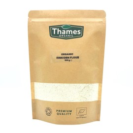 Organic Einkorn Wholemeal Flour-Certified Organic, Non-GMO, Vegan, No Additives, No Preservatives, Resealable Bag by Thames Organic 500g