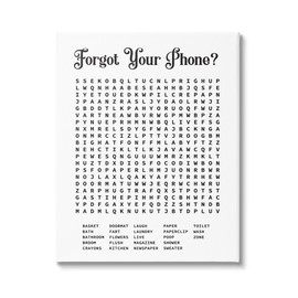 Stupell Industries Phone Crossword Puzzle Bathroom Word Design Canvas Wall Art, 24 x 30, Multi-Color