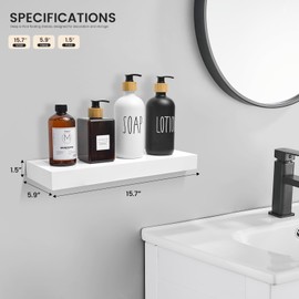 EKET White Floating Shelves for Wall, 15.7 x 5.9 x 1.5 inch Wall Shelves for Bedroom, Living Room, Kitchen and Home Decor (Set of 4)