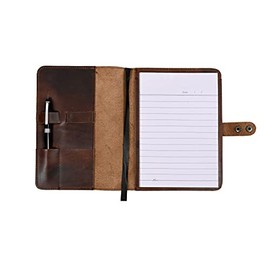 CestAntiQ, Journal Cover, Rustic Leather Journal Cover for Spiral Steno Books, 6" x 9" Leather Handmade top Bound Spiral Notebook Cover, Leather Journal Cover, Refillable Cahier - Brown