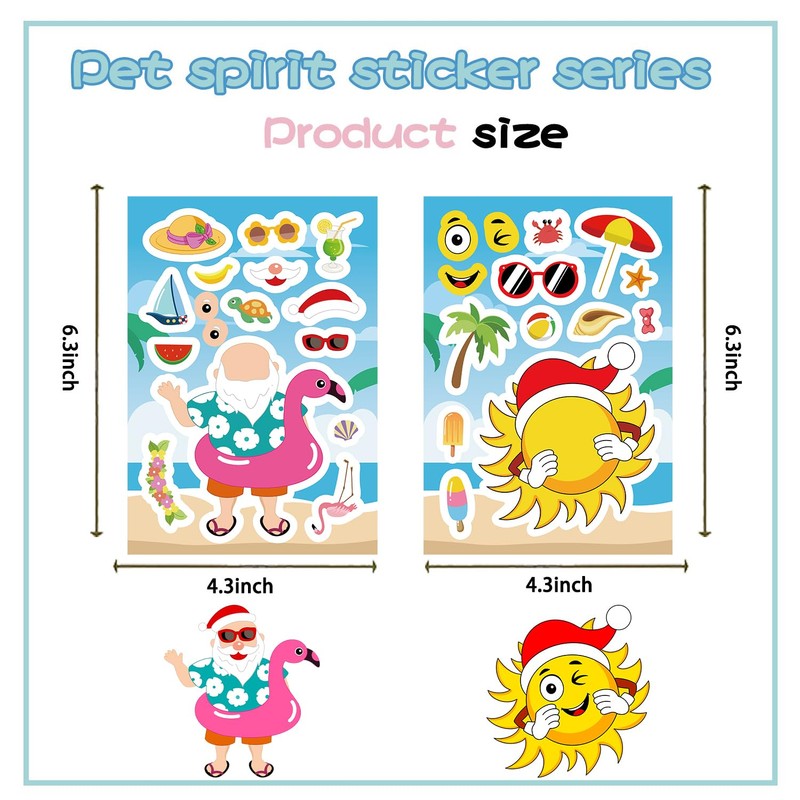 24PCS Hawaiian Summer Christmas Stickers for Kids - DIY Mix