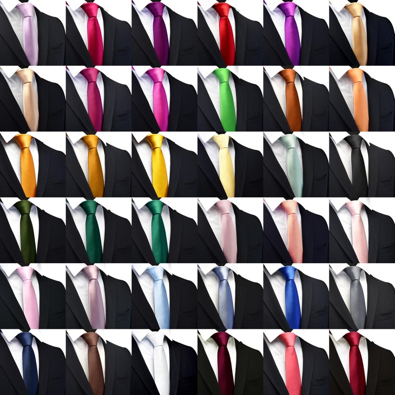 Branduce Brown Tie Solid Satin Slim Ties for Men Silk