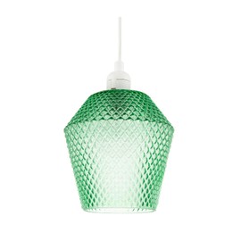 Modern and Compact Emerald Green Glass Diamond Design Easy Fit Pendant Lamp Shade for Kitchen, Lounge, Dining Room etc | 17cm x 17cm by Happy Homewares