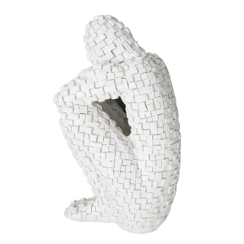 Abstract Mosaic Sculpture White Resin Eco Friendly Bookend Function Thinker