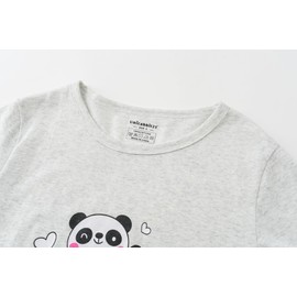 UNICABBIT21 Grey Pandas Summer Pajamas for Girls Big Kids Cute Cartoon Nighty Sleepwear 2-Piece Short Sleeve Set Size 14