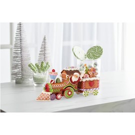 Enesco Jim Shore Heartwood Creek Gingerbread Christmas Santa in Train Engine Figurine- Stone Resin Hand Painted Crafted Collectible Santa Figurines Christmas Home Decor Statue, 4.62 Inch