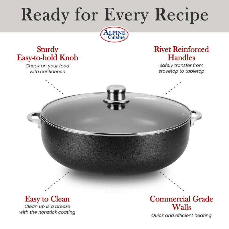 Alpine Cuisine Nonstick Coating Aluminum Hot Pot Caldero Dutch Oven