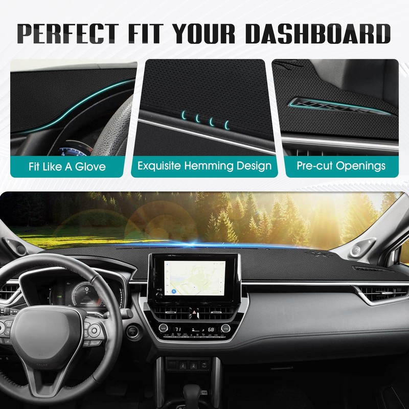 FIILINES Dash Cover for 2022-2026 Toyota Corolla Cross, Dashboard Mat