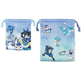 Tees Factory PM-5530374BM Pokémon 2P Drawstring Set, Gradient/Blue & Mint, Large Size: H7.9 x W6.7 inches (200 x 170 mm), Small Size: 6.7 x 5.5 inches (170 x 140 mm)