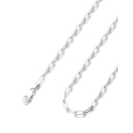 Waitsoul 925 Sterling Silver Paperclip Lobster Clasp Chain 4mm Necklace for Women Men Diamond Cut Silver Necklace Chain 16-30 Inches(20)