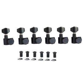 KAISH 21:1 Dual Pin (No Screws) Locking Tuners 2 Pin Locking Tuning Keys Pegs Tuning Machine Heads fits for American Series Strat/Tele Guitars Contemporary Button Black