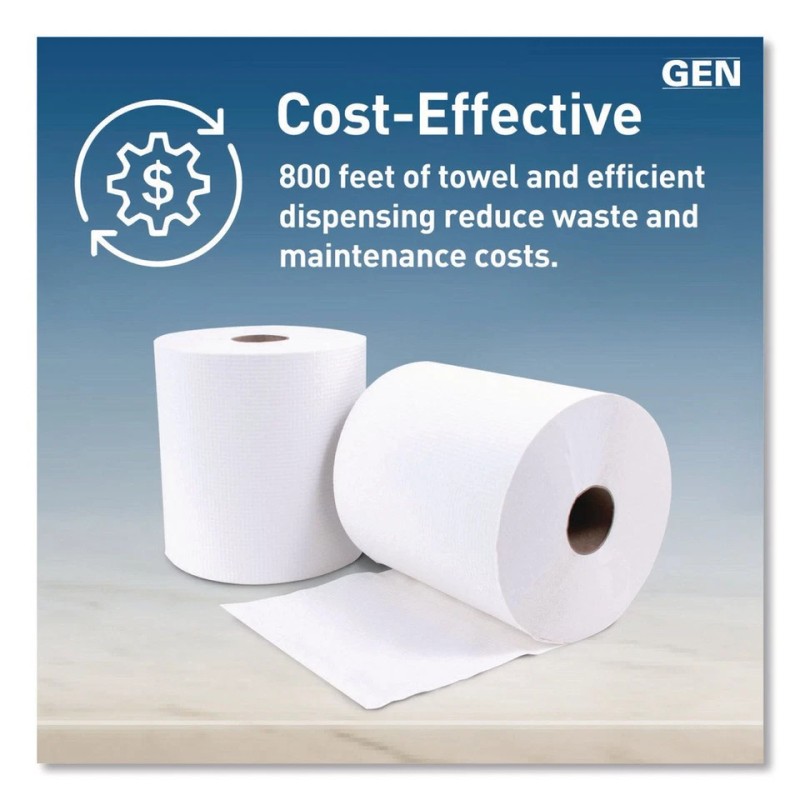 GEN GEN1820 1-Ply 8" x 800' Hardwound Roll Towels -