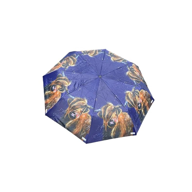 Alex Clark Highland Cow Umbrella - Compact Foldable Travel Umbrella