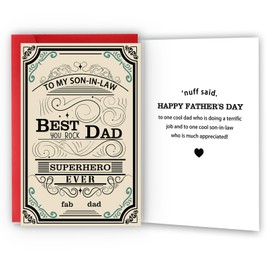 Hongshan Funny Father's Day Card to my Son in Law,Father's Day Gifts for Son in Law from Mother Father in law,Best Dad Ever