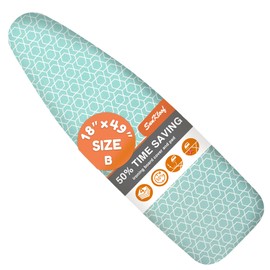 Extra Wide Ironing Board Cover and Pad,18X49 Reflective Silicone Ironing Board Cover,Resist Scorching and Staining,4 Fasteners,Elastic Edges,Large Protective Scorch Mesh Cloth