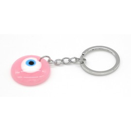Jasimkiss Evil Eye Keychains Resin Pendant Car Key Ring Bag Purse Keychains Good Luck Amulet protection Charm Keychains for Women Men (Pink)