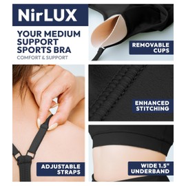 Nirlon Y Back Adjustable Sports Bras for Women - Nirlux Camisole Sports Bra, Stretchy Womens Tops Soft Workout Tops for Women (Black, 10)