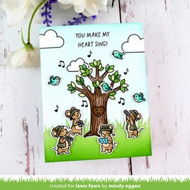 Lawn Fawn Heart Tree 3"x4" Clear Stamp Set, Coordinating Dies, Stencil, Scrapbook Adhesives Foam Squares