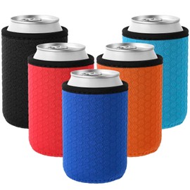 Xumbtvs 5 Pcs Insulated Can Sleeve, Reusable Can Cooler Sleeves, Non-slip Neoprene Beer Bottle Cover Holder for 12oz Standard Can Soda and Beer (Hexagon pattern)