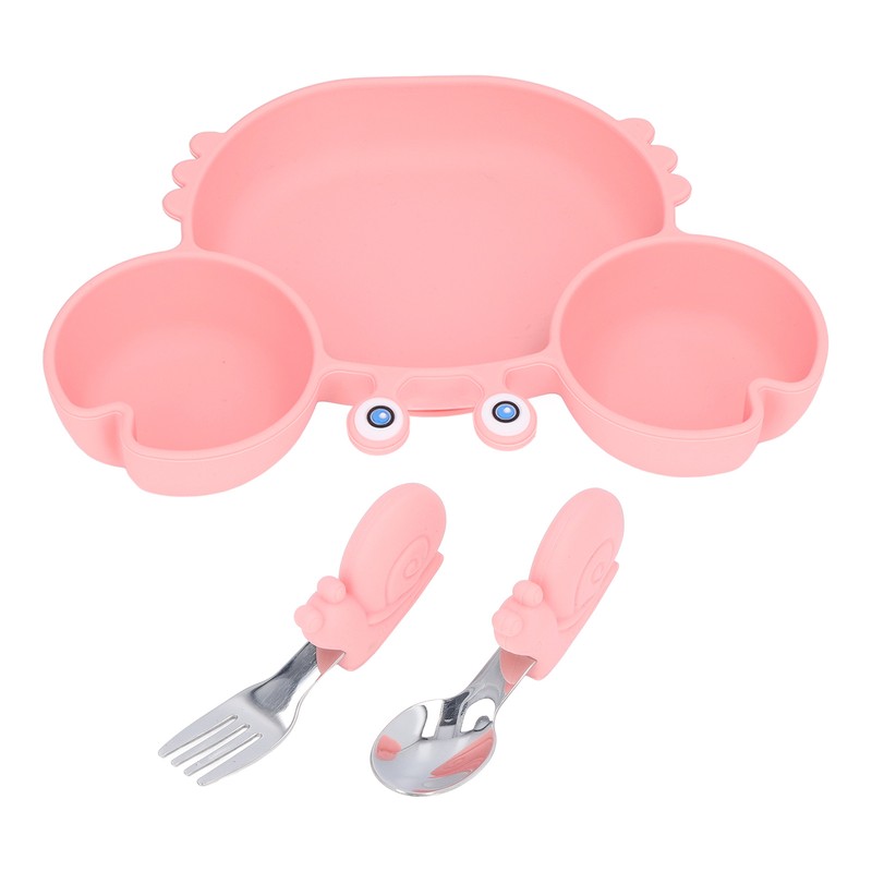3pcs Toddler Divided Plate Set Silicone Baby Suction Plate Anti