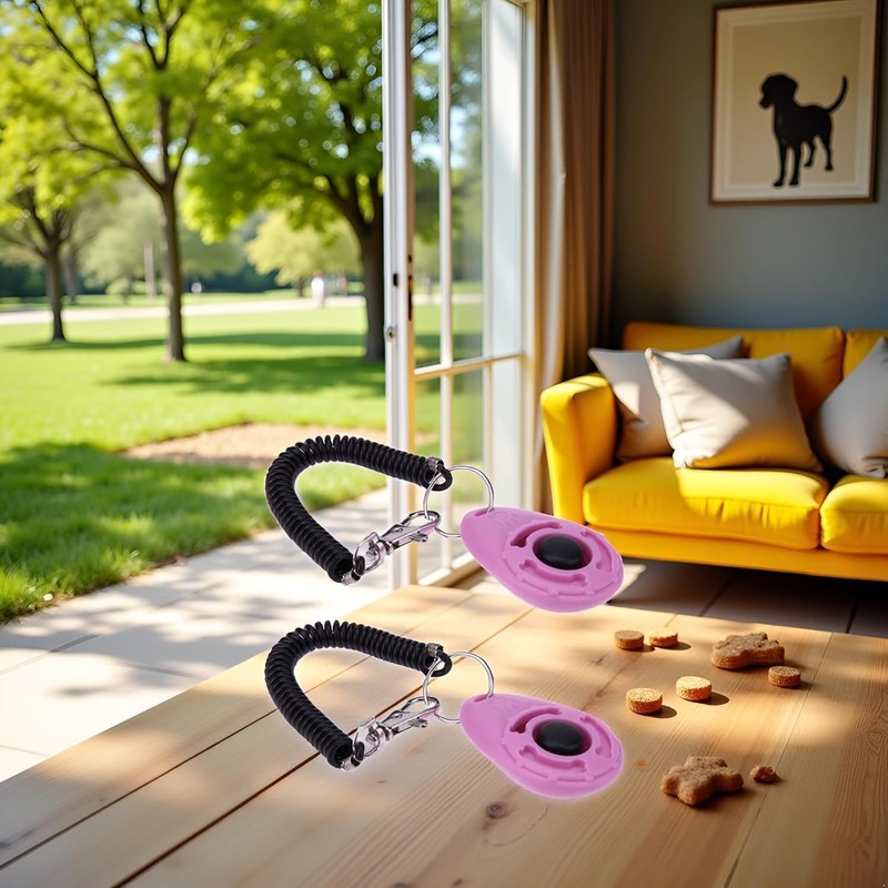 2Pcs Pink Dog Clicker for Training Easy to Use with