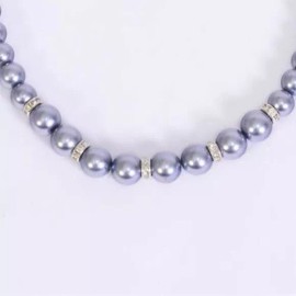 Ledty Lavish Co. Fashion Jewelry Womens Gray Pearl and Crystal Necklace Earrings Pearl Set Box