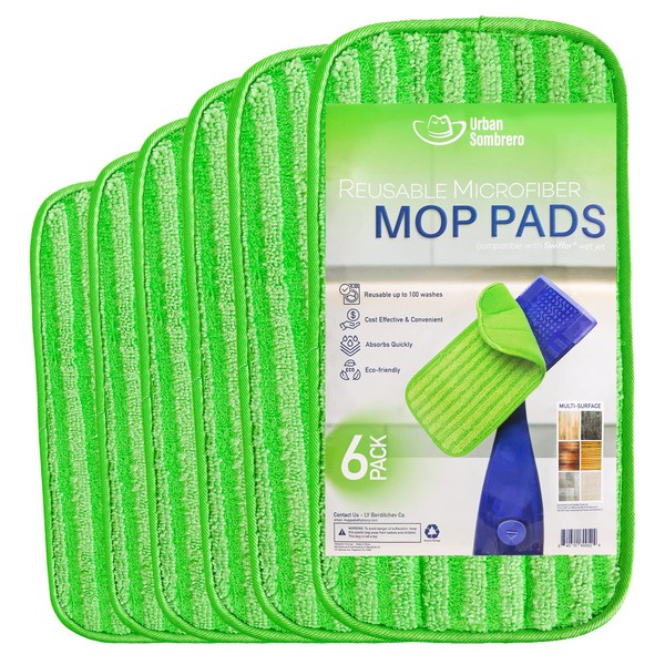 Paquete de 6 almohadillas reutilizables para fregona compatibles con Swiffer