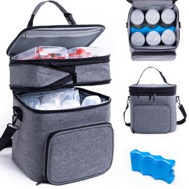 SFYBYHEART Breastmilk Storage Bag with Ice Pack for 6 Baby Bottles - Expandable Breast Pump Bag with Cooler for 6 Mam Bottles Up to 9 Ounce - Bottle Cooler Bag for Daycare