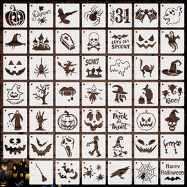 OOTSR 48 PCS Halloween Painting Stencils for Craft Reusable, Drawing Craft Stencils DIY, 3" Templates of Pumpkin Ghost Spider, for Scrapbooking Wood Home Decor DIY