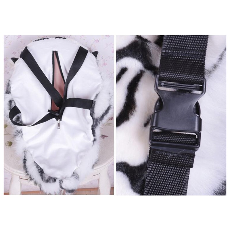 White Tiger Head Bagpack ID Bag Medium Hard Leopard Weaving