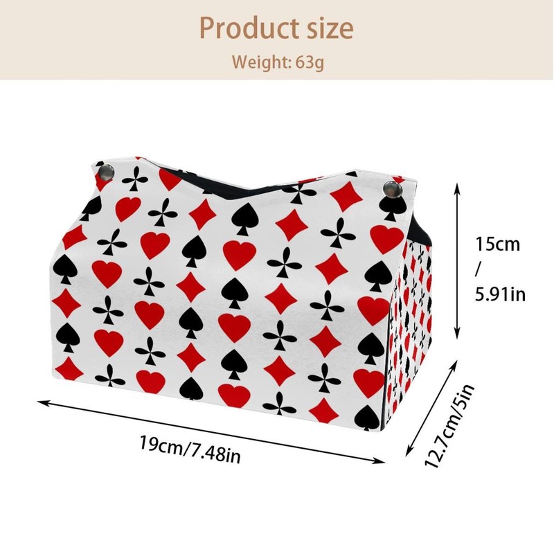 2 Pack Tissue Box Cover Holder, Poker Cards Square Rectangle
