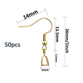 KJMYYXGS 50PCS Earring Hooks with Pinch Bails Clasp for DIY Earring Making (Gold)