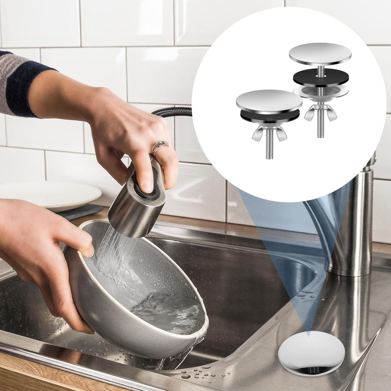 Pack of 2 Sink Kitchen Tap Hole Cover, Metal Sink