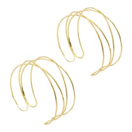 FFDHWU 2 Pieces of Golden Armbands, Metal Armbands, Simple and Fashionable Armbands, Retro Armbands, Open Adjustable Armbands, Clothing Accessories