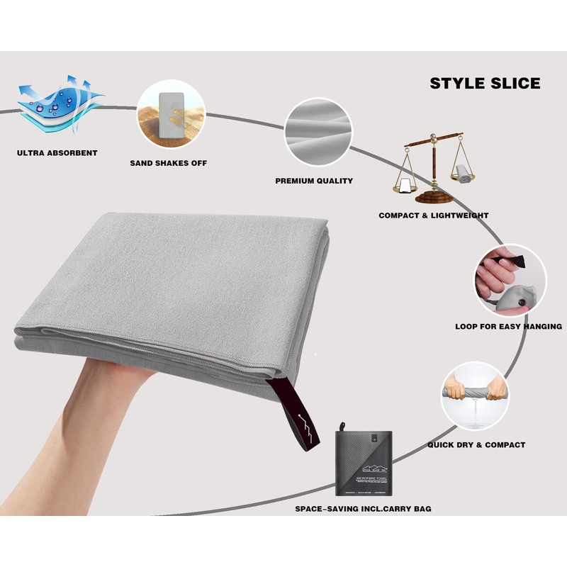 Style Slice Go Microfiber Towel Quick-dry Lightweight Super Absorbent Travel
