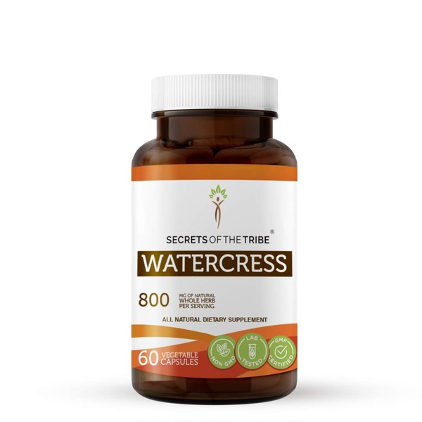 Secrets of the Tribe Watercress 60 Capsules, 800 mg, Watercress (Nasturtium Officinale) Dried Herb (60 Capsules)