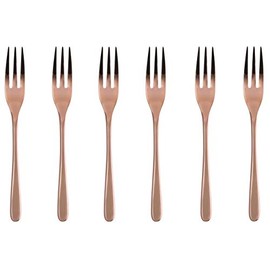 Sambonet - Taste Set di 6 Forchette Dolce in Acciaio Inox, Forchette da Dessert finitura PVD, Lavabili in lavastoviglie, Copper